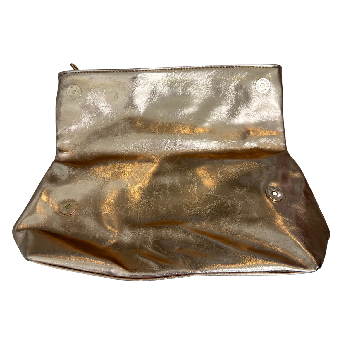 Boohoo Gold Fold Over Clutch Bag