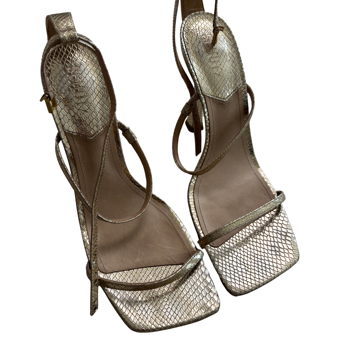 SCHUZ Gold Snake Print Heels