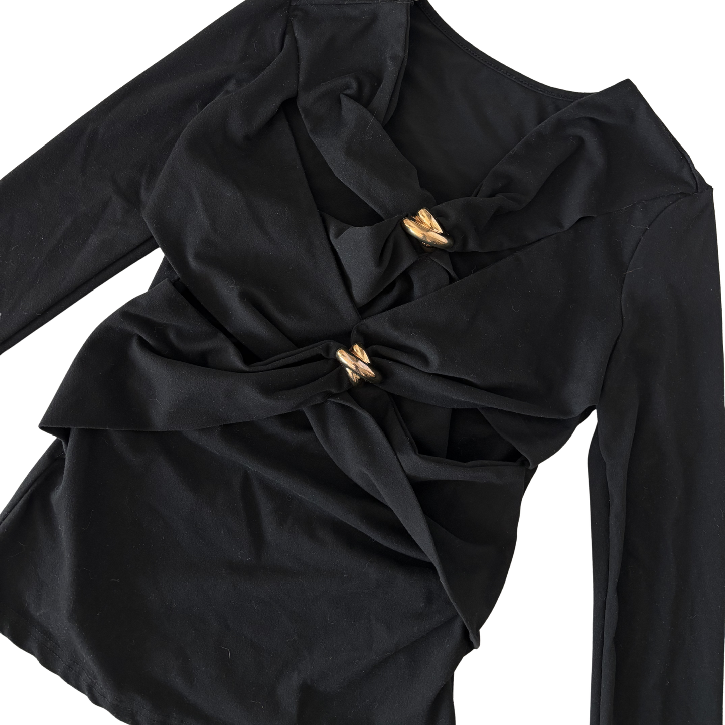 Black Cross Front Long Sleeve Top