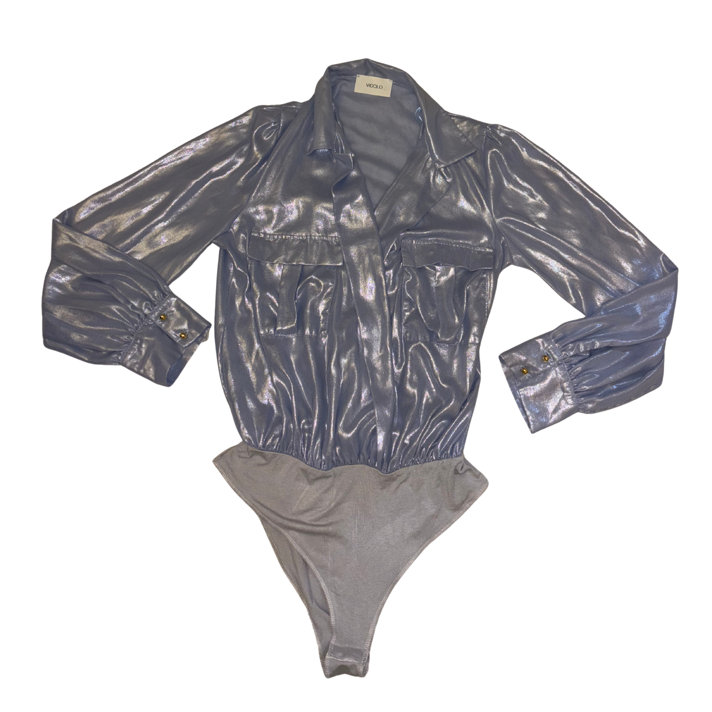 Vicolo Sheer Blue Metallic Bodysuit