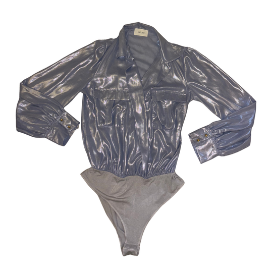Vicolo Sheer Blue Metallic Bodysuit