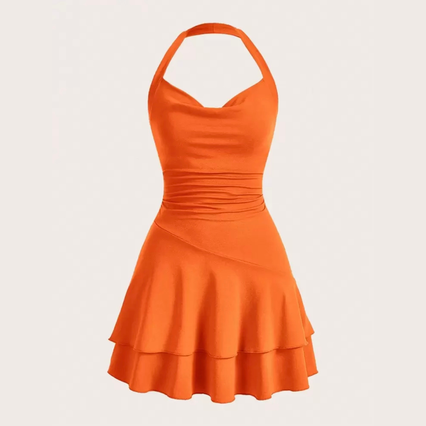 Orange Halterneck Mini Dress