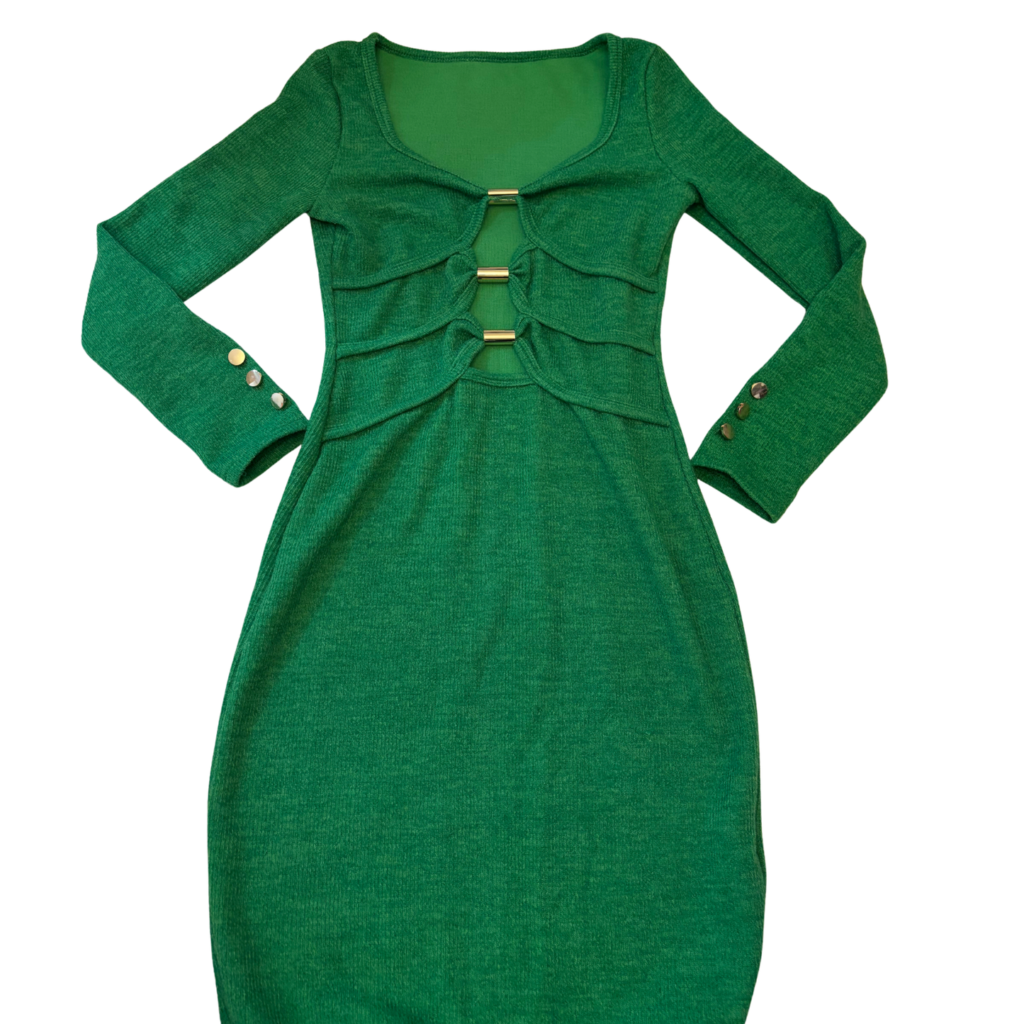Green Cut Out Midi Dress
