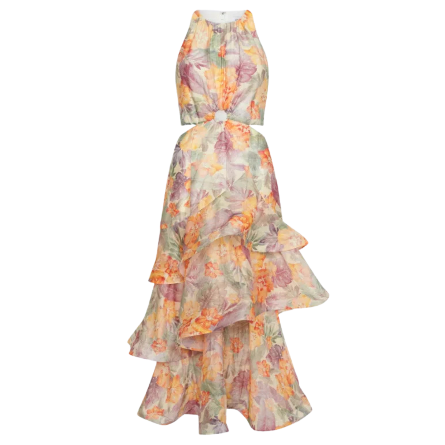 Floral Cut Out Maxi Layered Dress