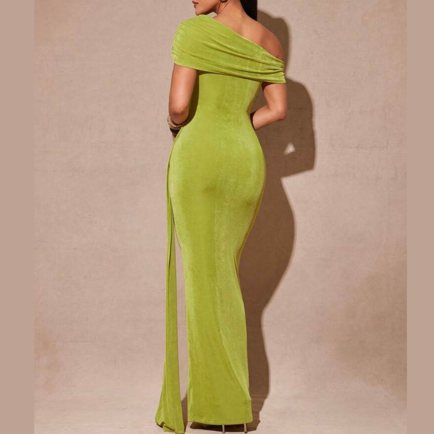 Green One Shoulder Maxi Dress