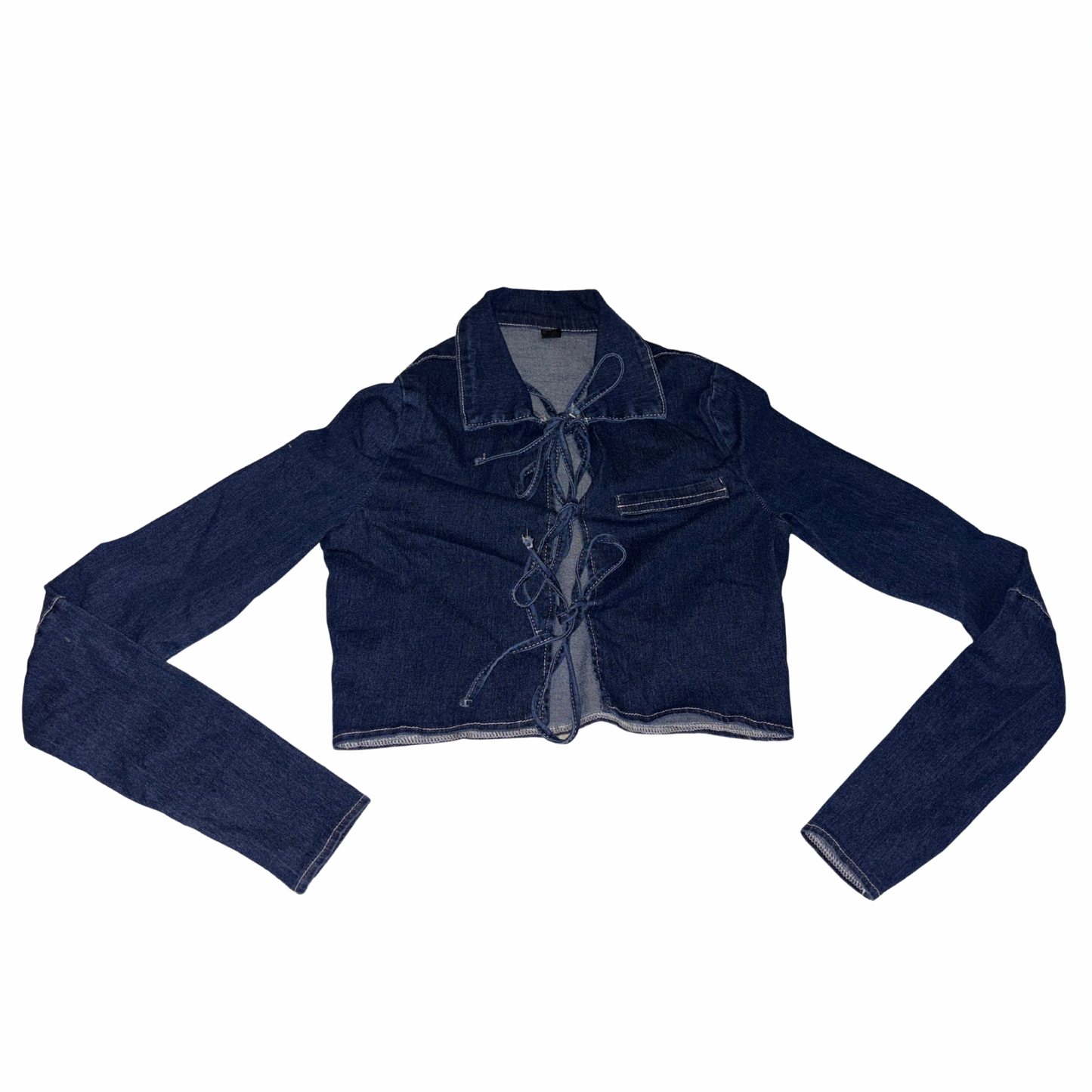 Denim Long Sleeve Tie Front Shirt