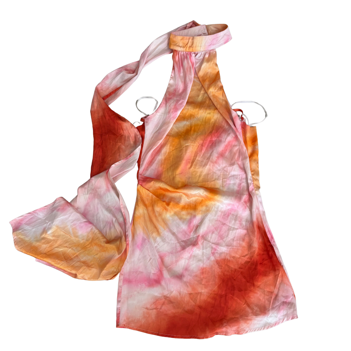 Satin Sunset High Neck Mini Dress
