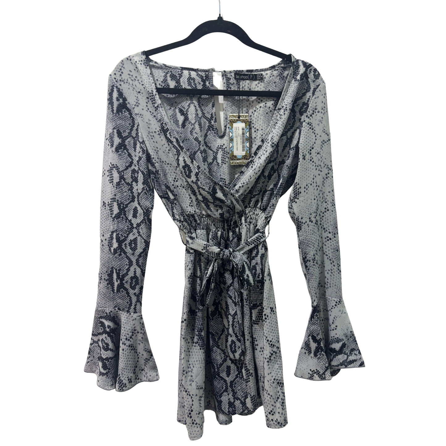 Boohoo Snake Print Deep V Mini Dress