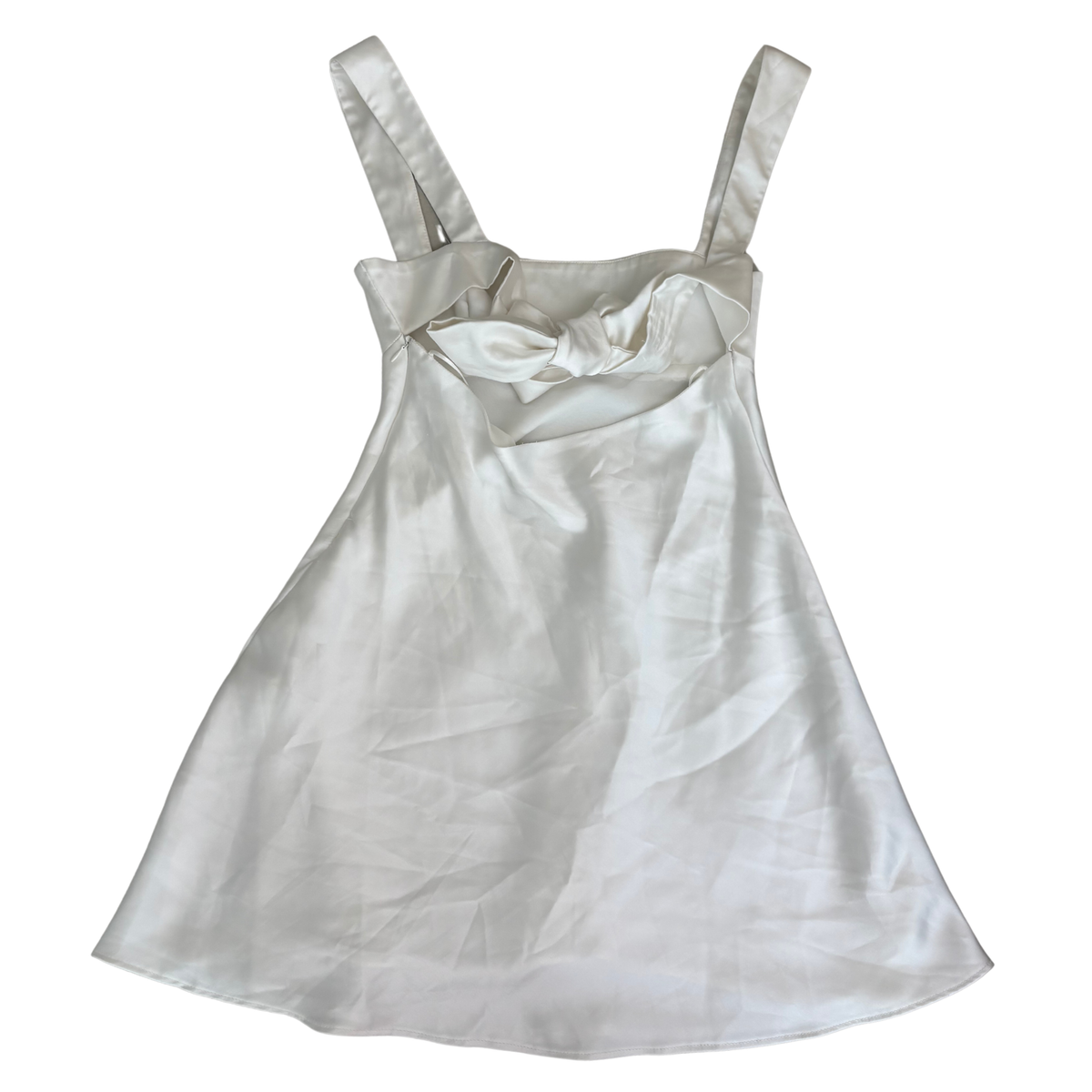 Zara White Satin Open Back Mini Dress