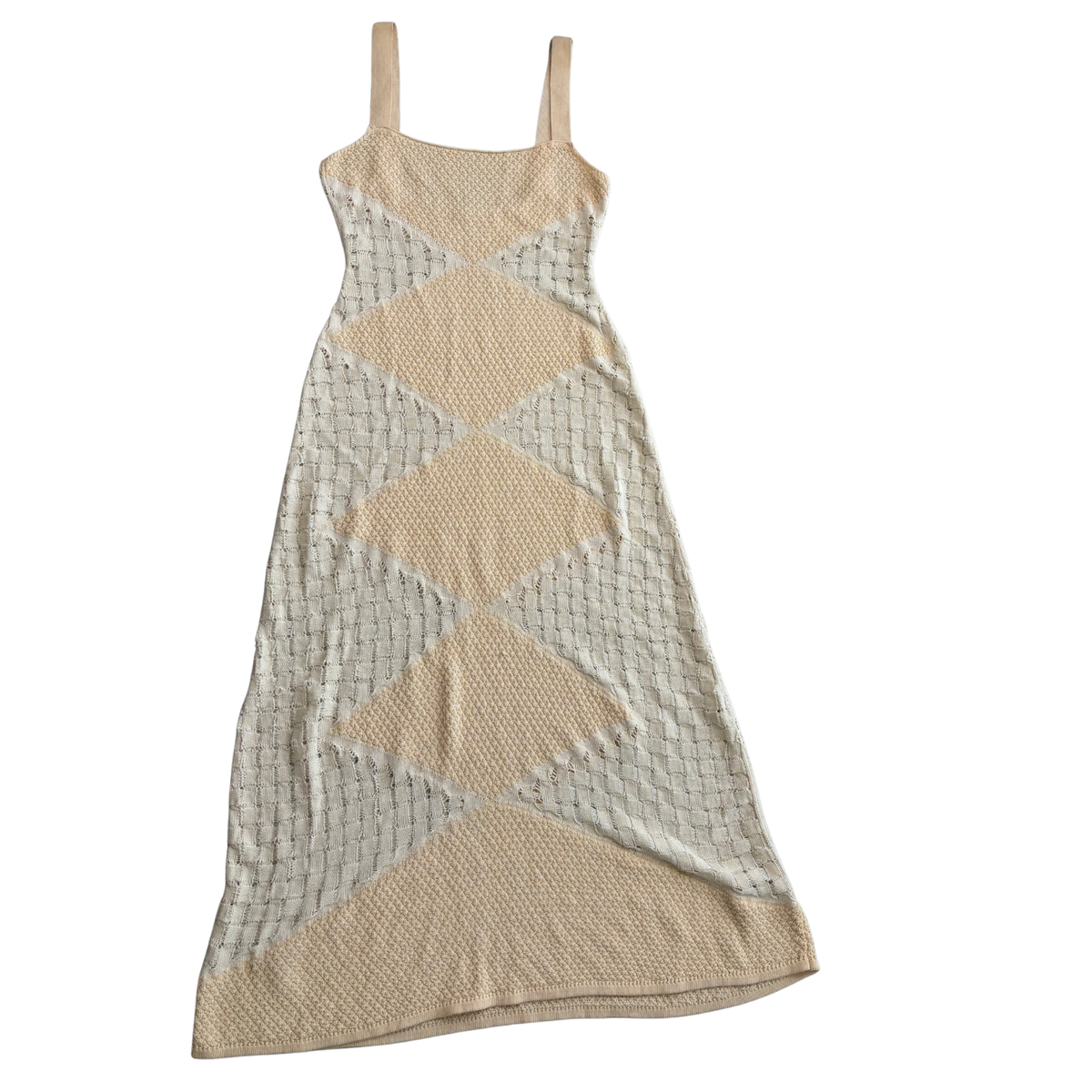 Cream & White Crochet Maxi Dress