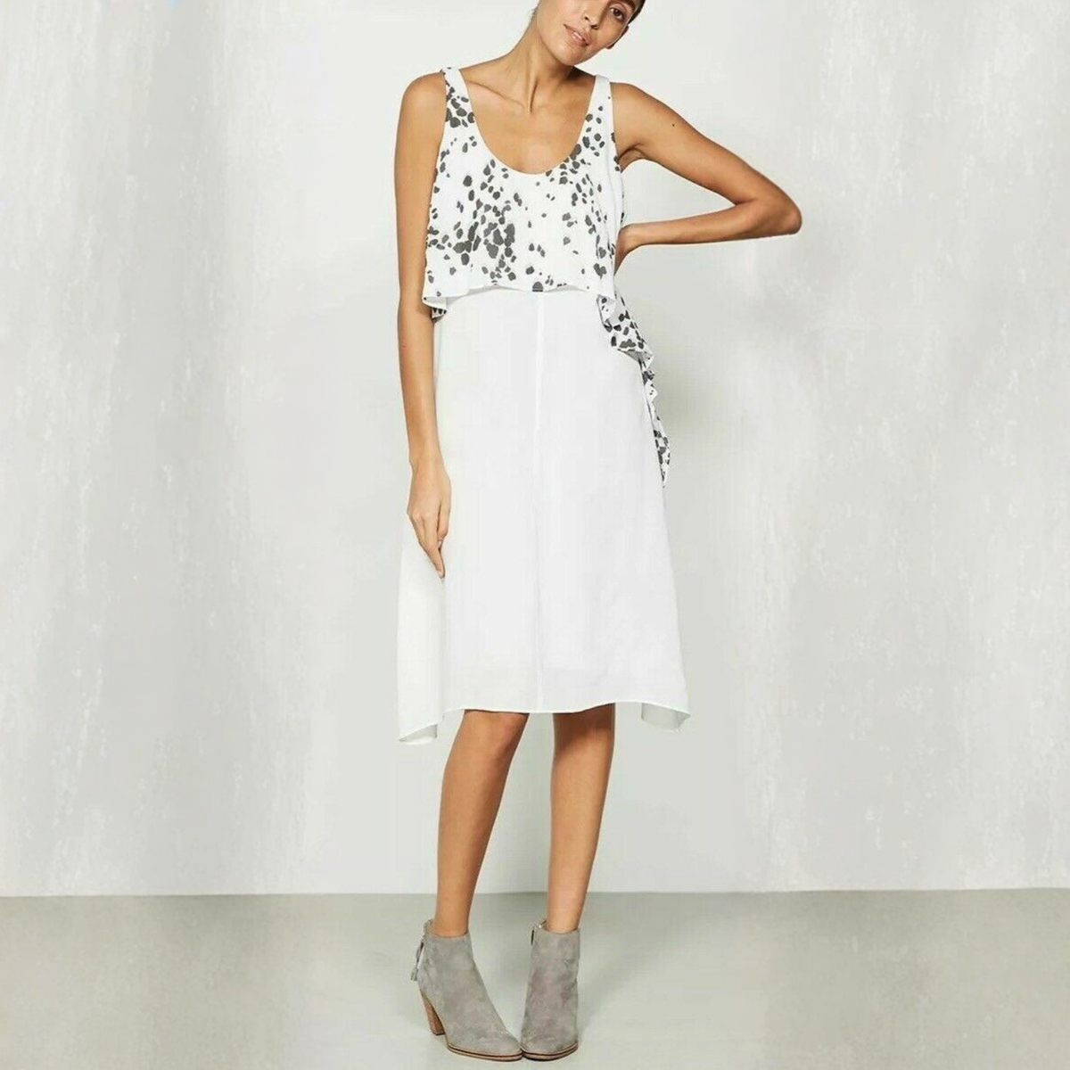 Mint Velvet Cow Print Layered Midi Dress