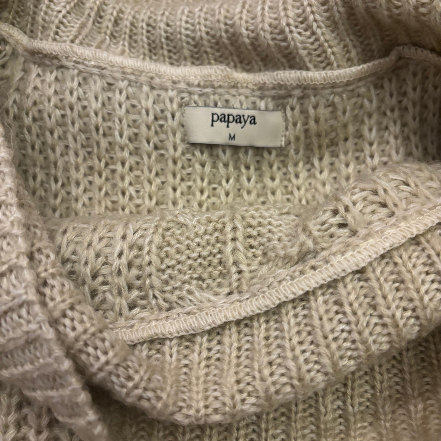 Papaya Off Shoulder Cream Knitted Sweater