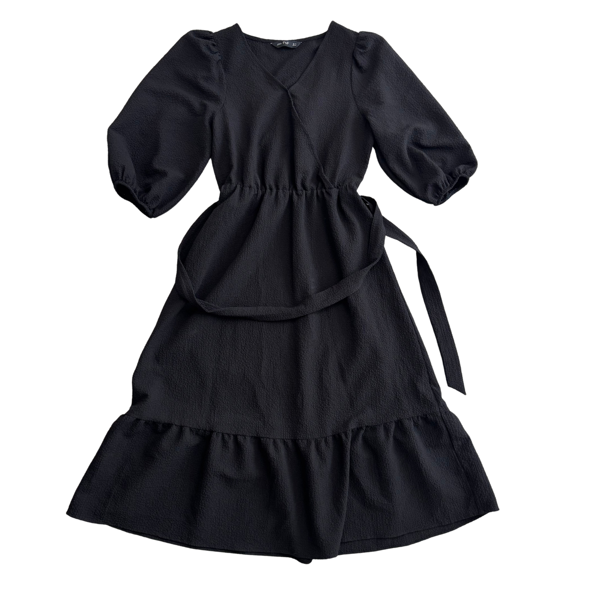 F&F Black Puff Sleeve Midi Dress