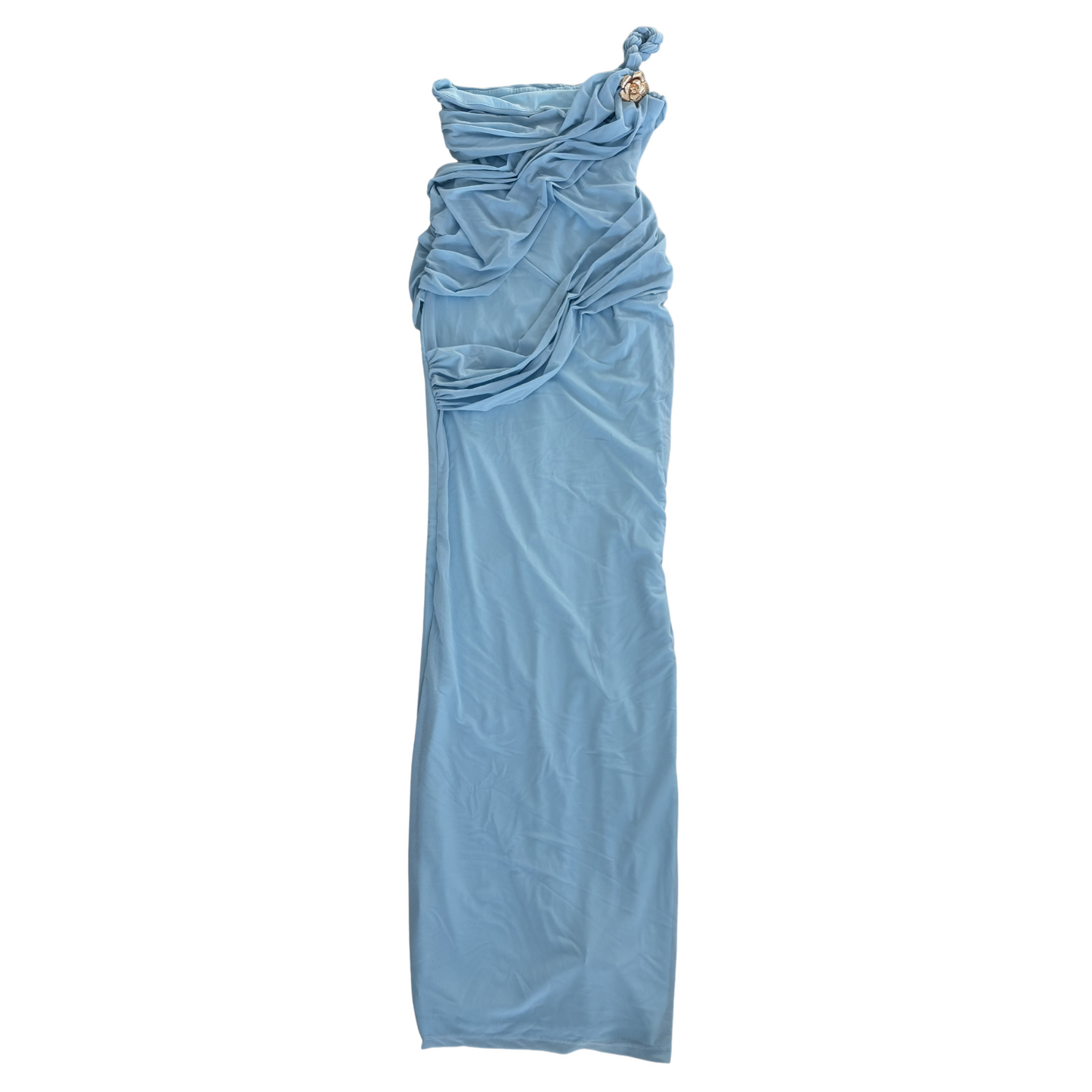 Blue Braided Mesh Maxi Dress