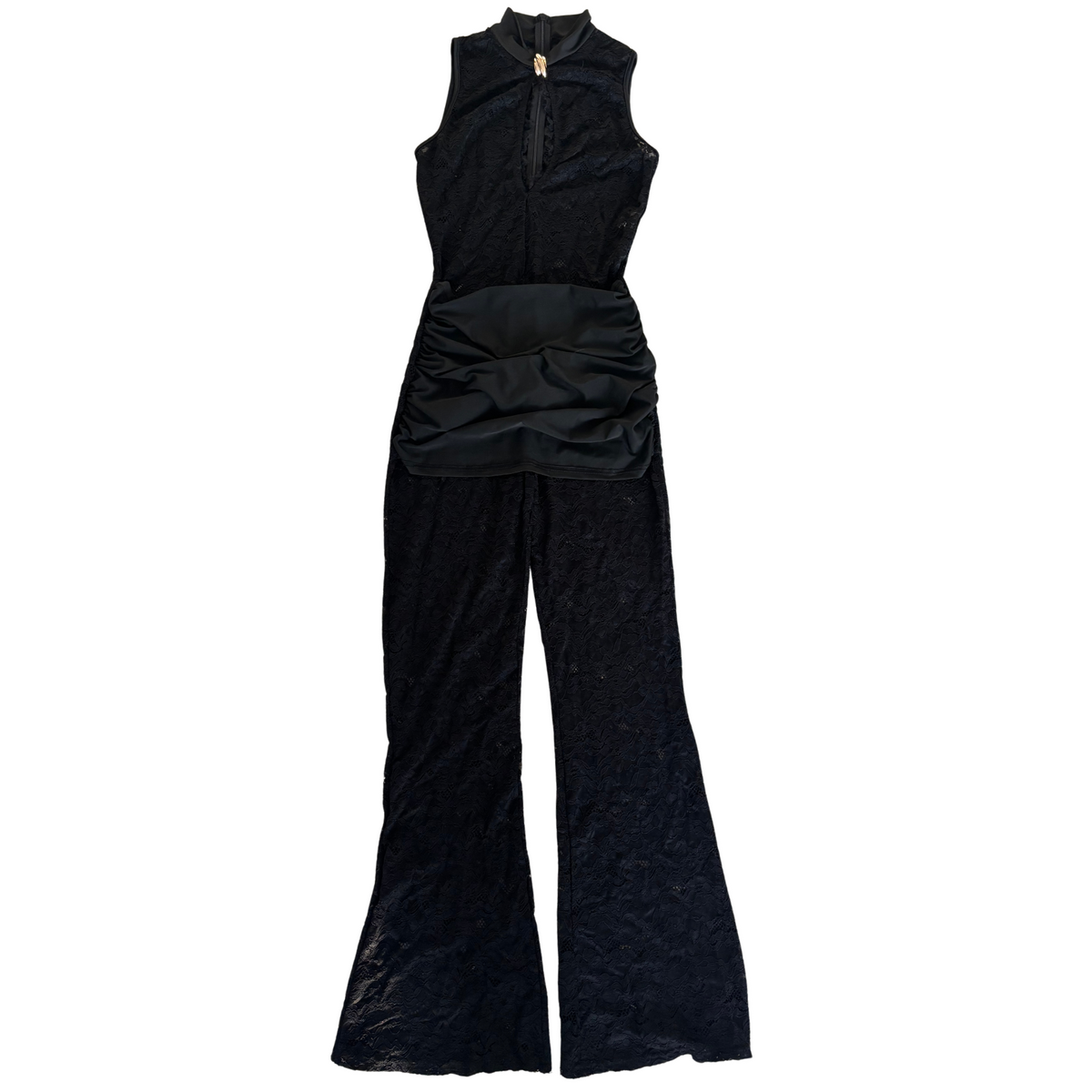 Black Lace High Neck Wide Leg Jumpsuit