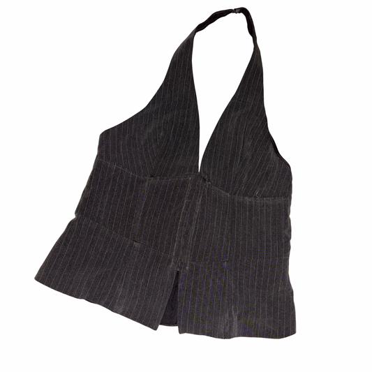 Grey Pinstripe Corset Top