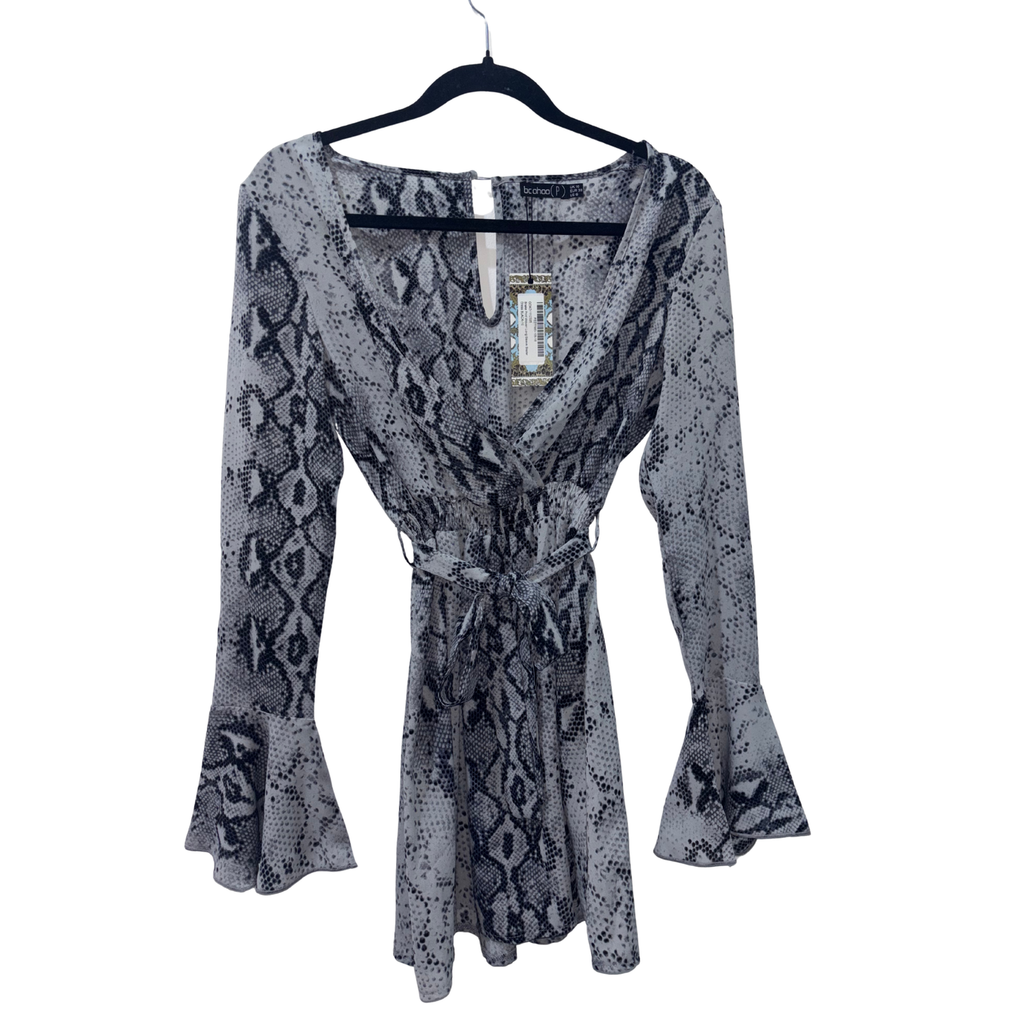 Boohoo Snake Print Deep V Mini Dress