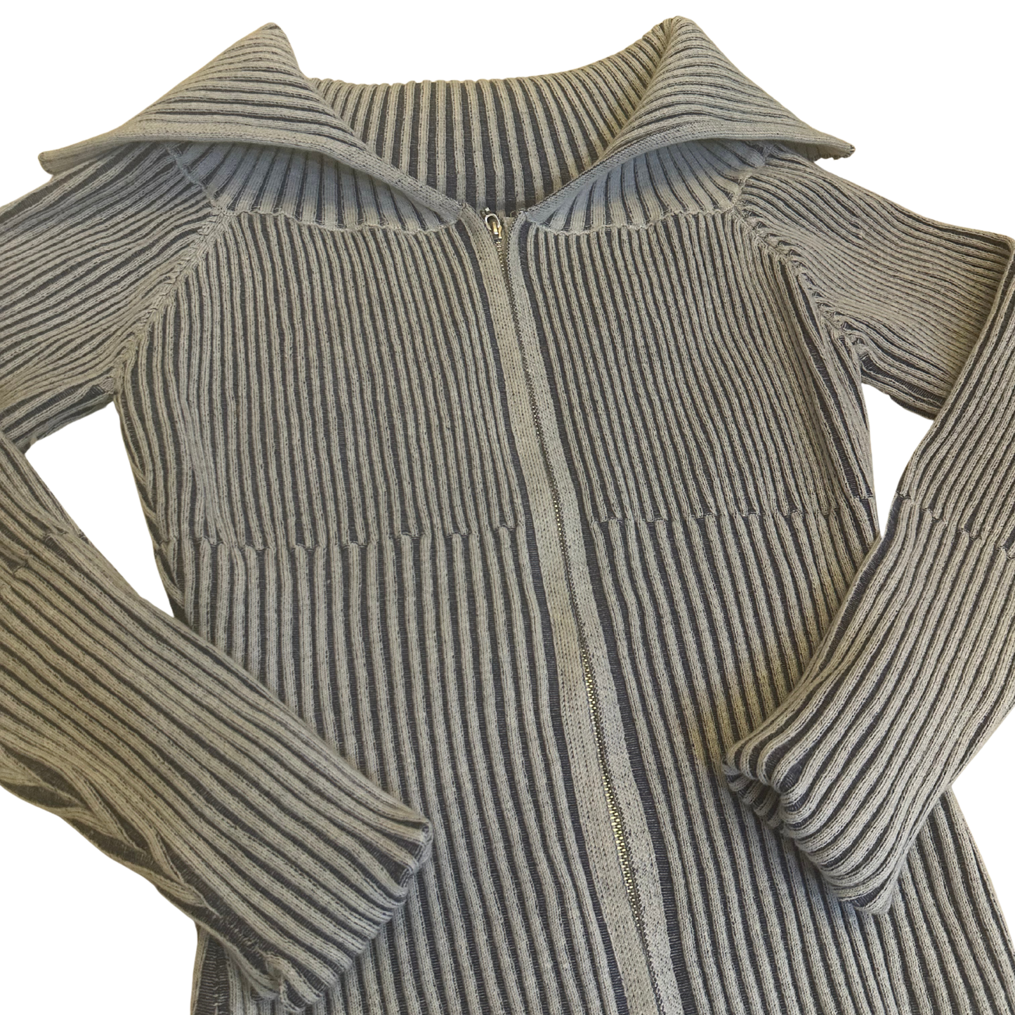 Grey Ribbed Cropped Jacket