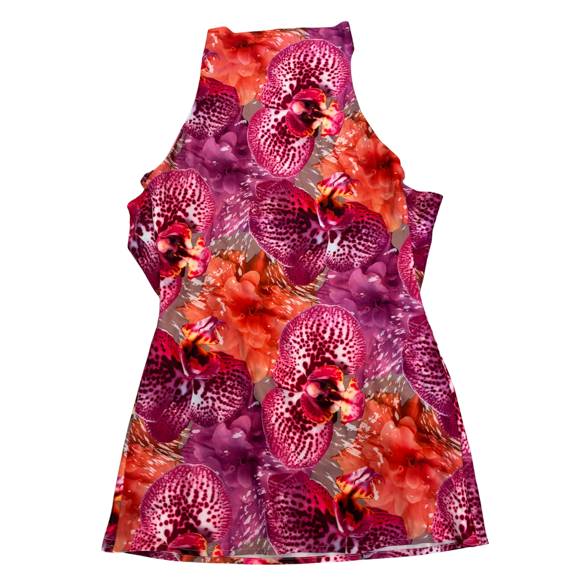 Purple Floral High Neck Backless Mini Dress