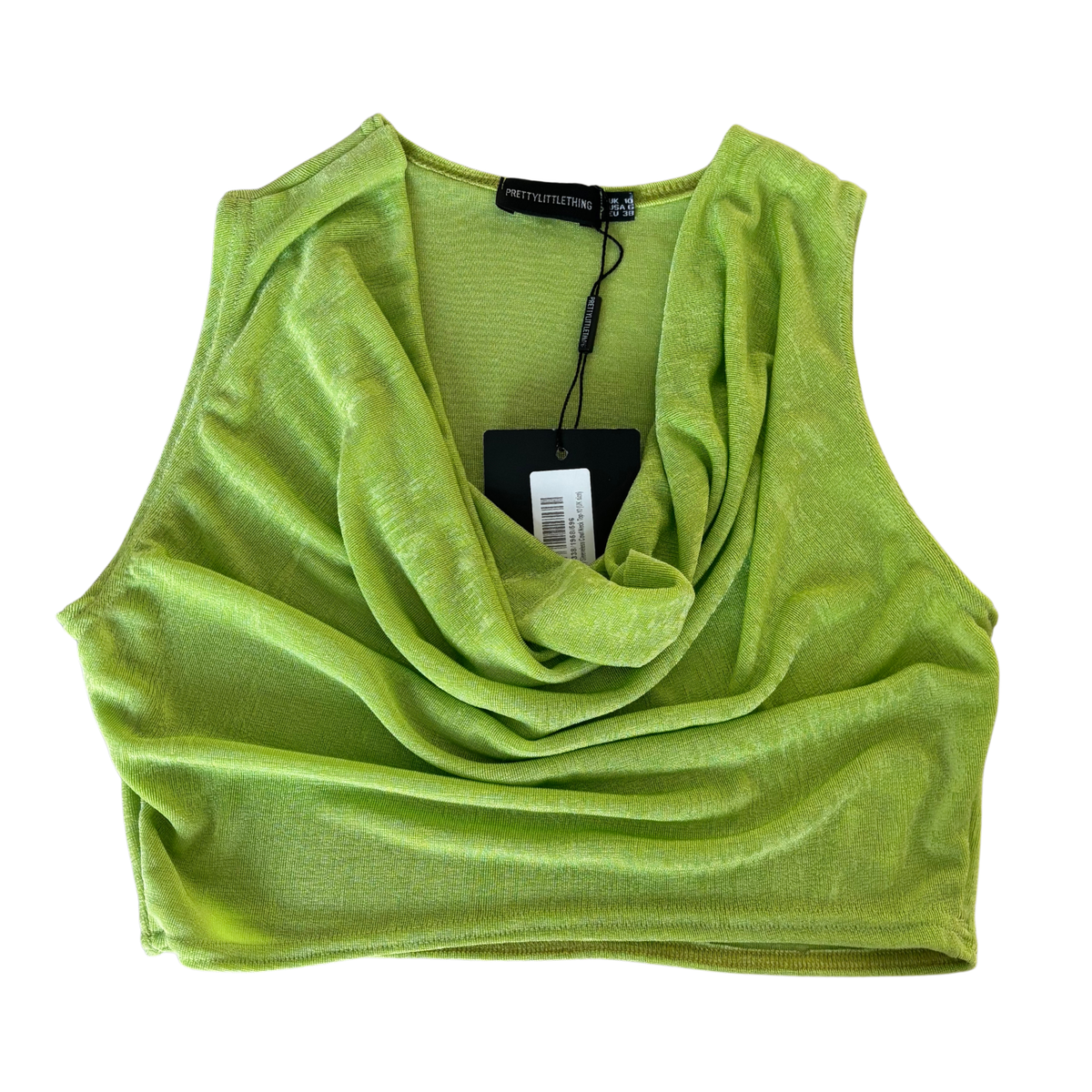 PLT Lime Slinky Cowl Neck Crop Top