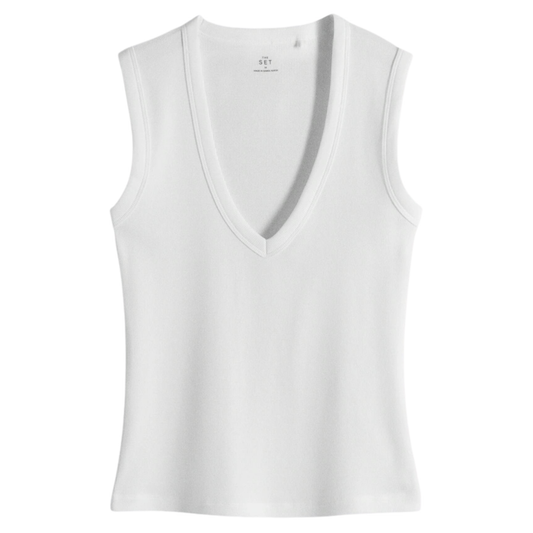 White V Neck Tank Top