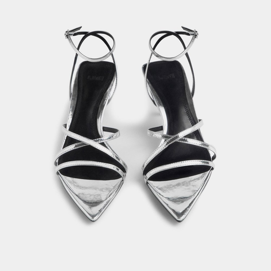 Lime Silver Pointed Toe Heels