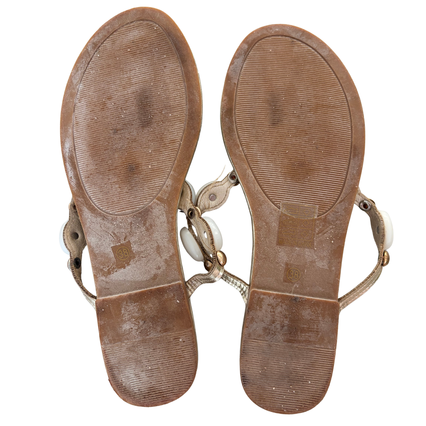 Gold Shell Detail Flip Flops