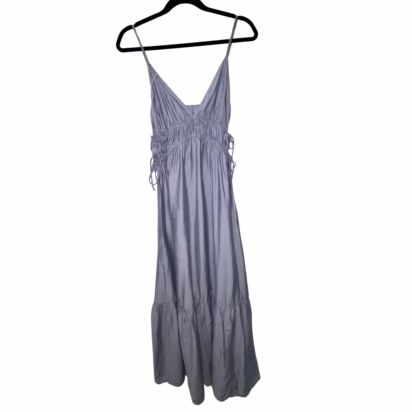 Zara Blue Ruched Tie Midi Dress