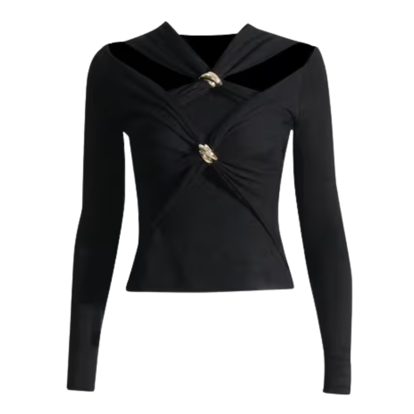 Black Cross Front Long Sleeve Top