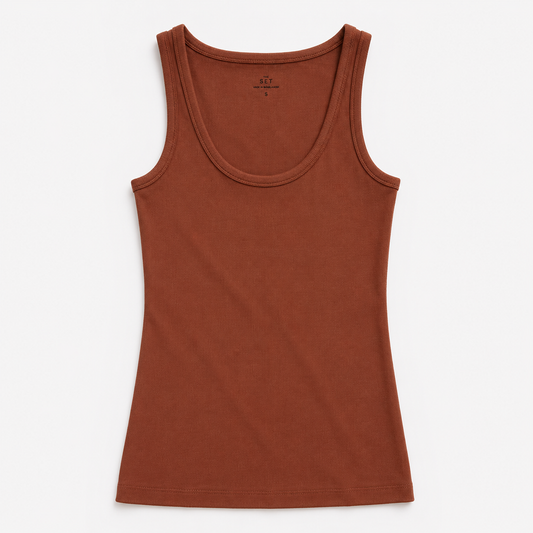 Rust Ribbed Tank Top