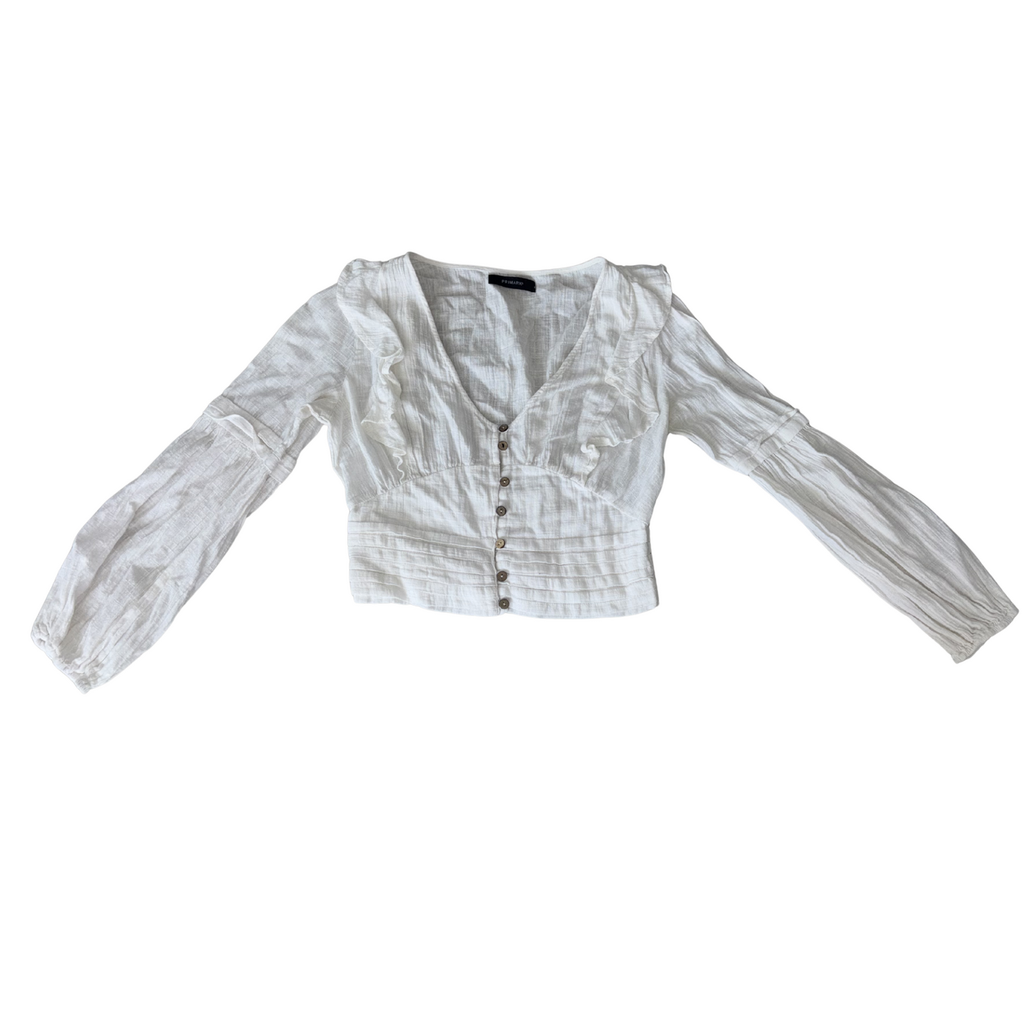 White Button Up Long Sleeve Crop Top