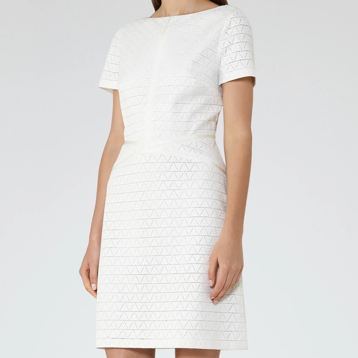 Reiss Cream Geometric Cut Out Mini Dress