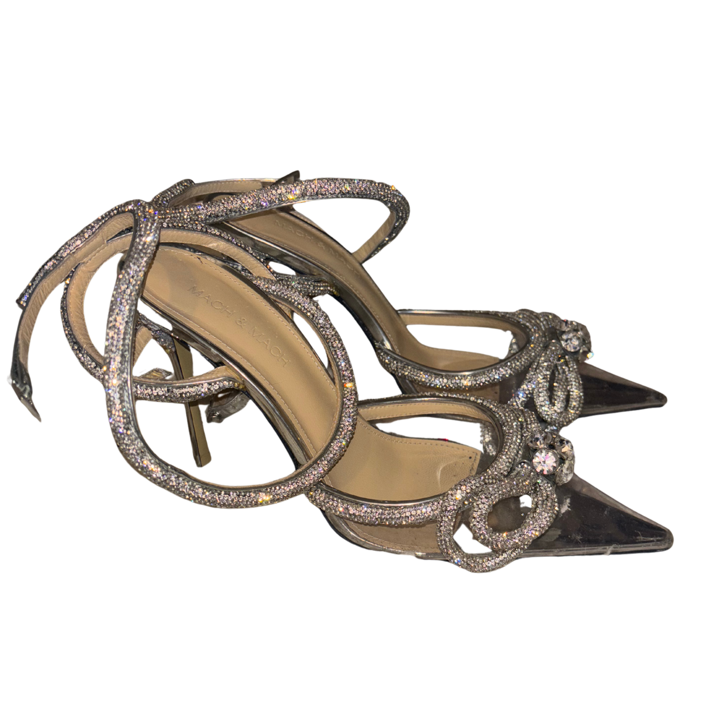 Mach & Mach Double Bow Heels - Silver