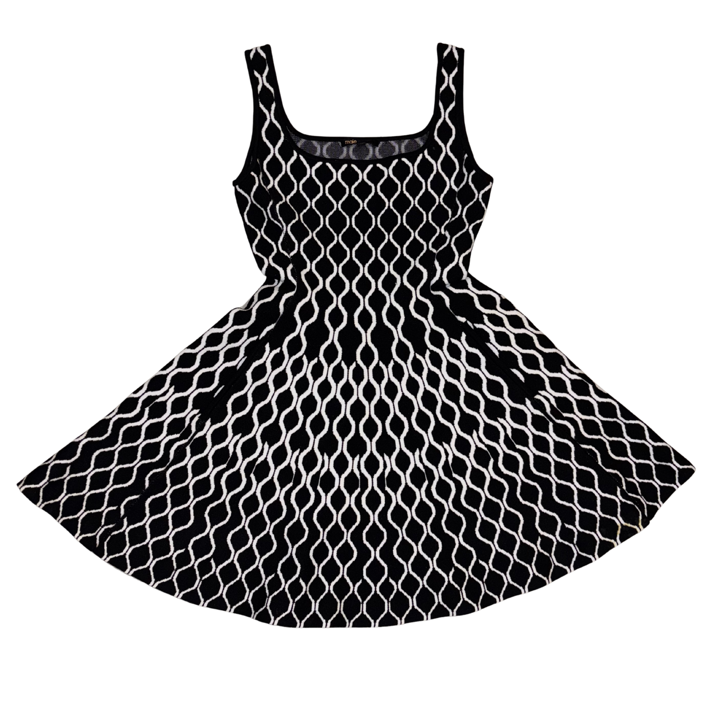 Maje Monochrome Jacquard Knit Mini Dress