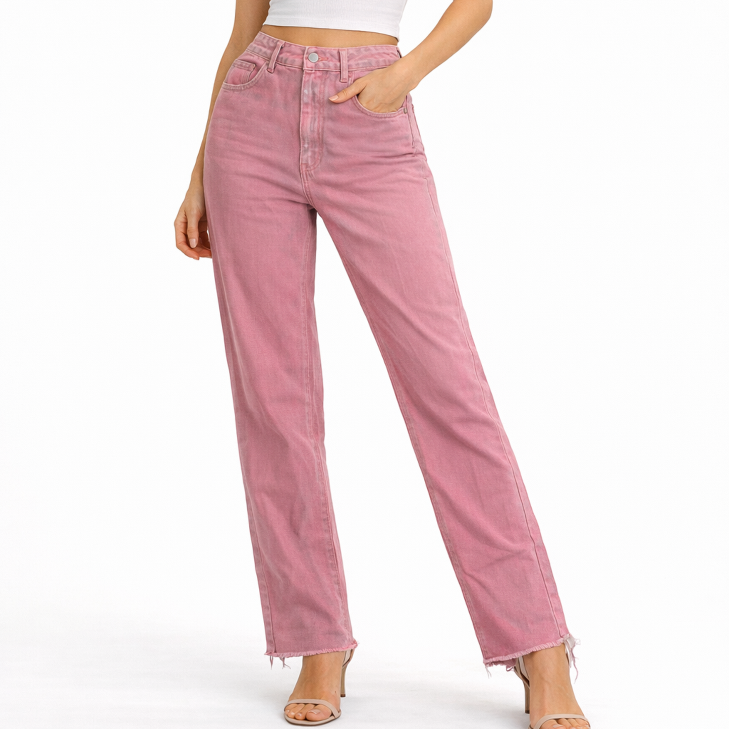 Pink Wide Leg Jeans