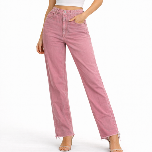Pink Wide Leg Jeans