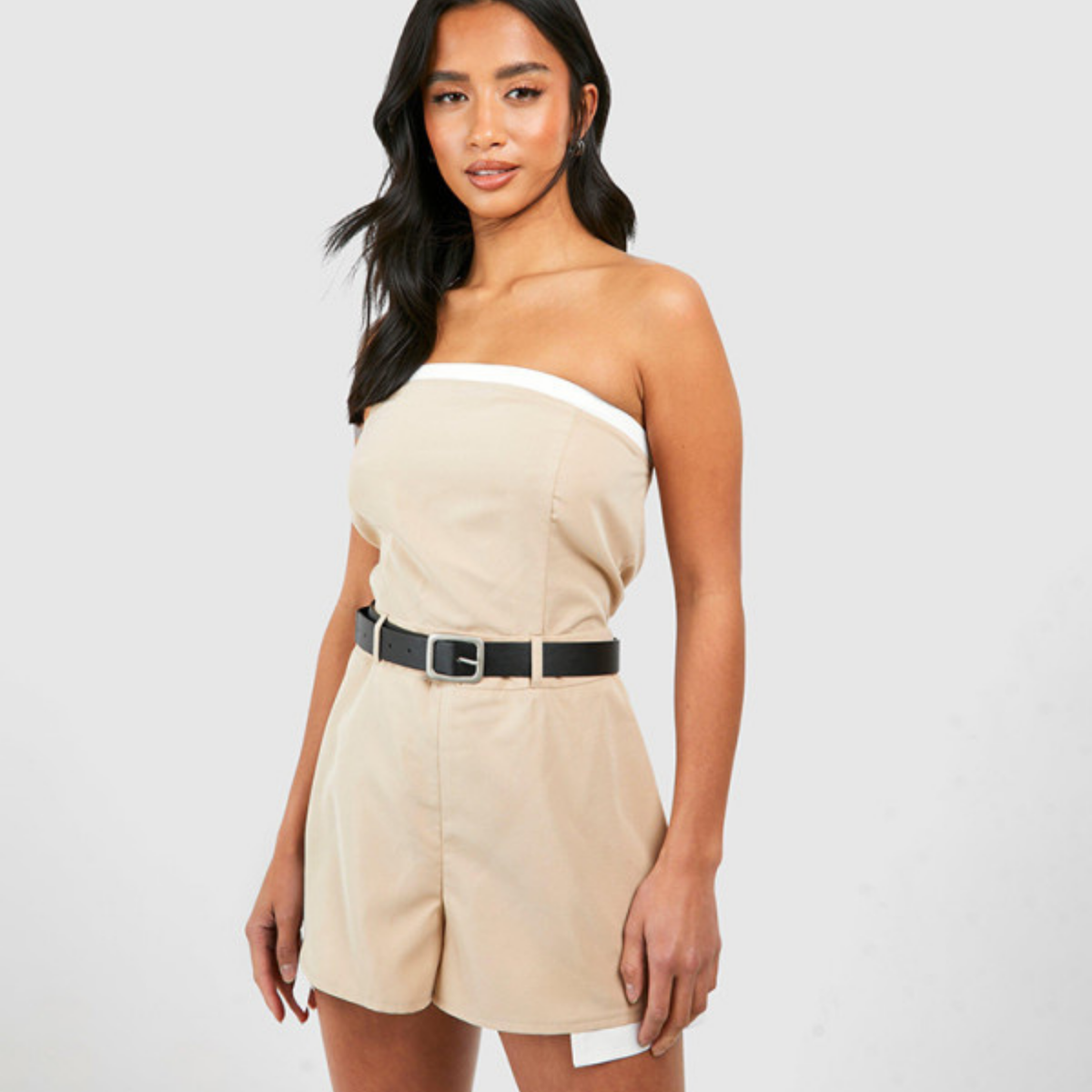 Boohoo Nude Tailored Playsuit