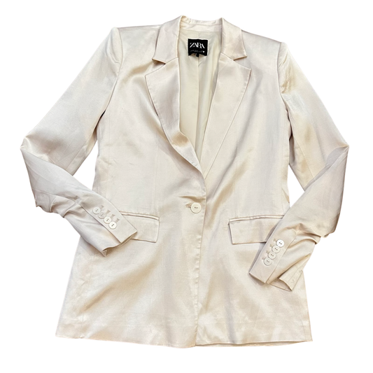 Zara Champagne Satin Blazer