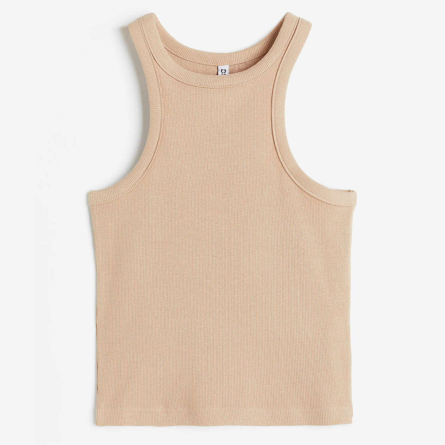 H&M Beige Ribbed Halterneck Tank Top