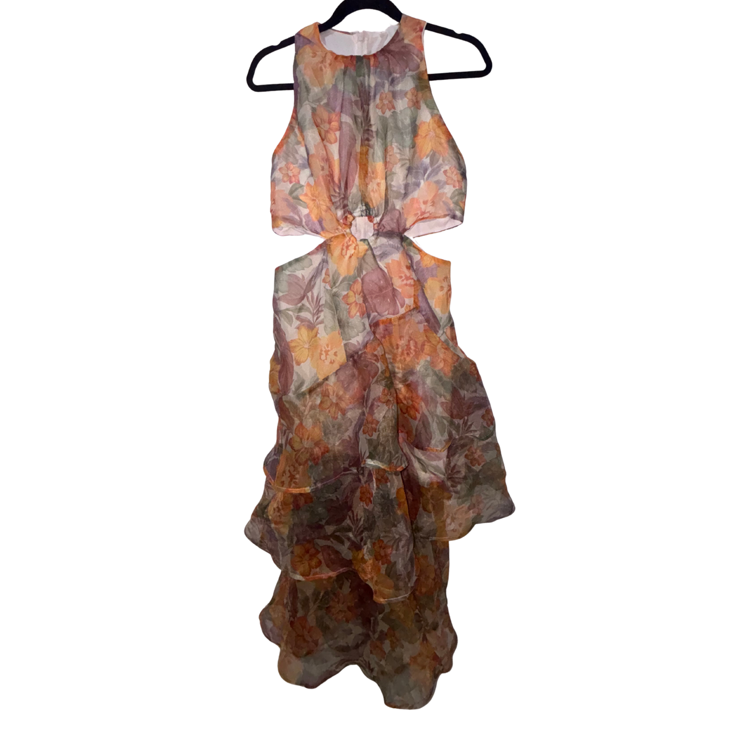 Floral Cut Out Maxi Layered Dress