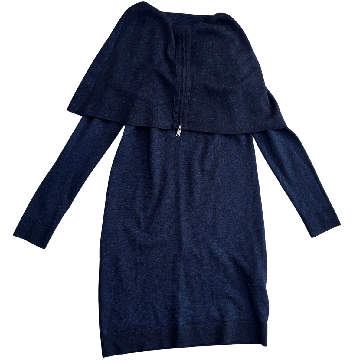 COS Navy Speckle Woolen Midi Dress