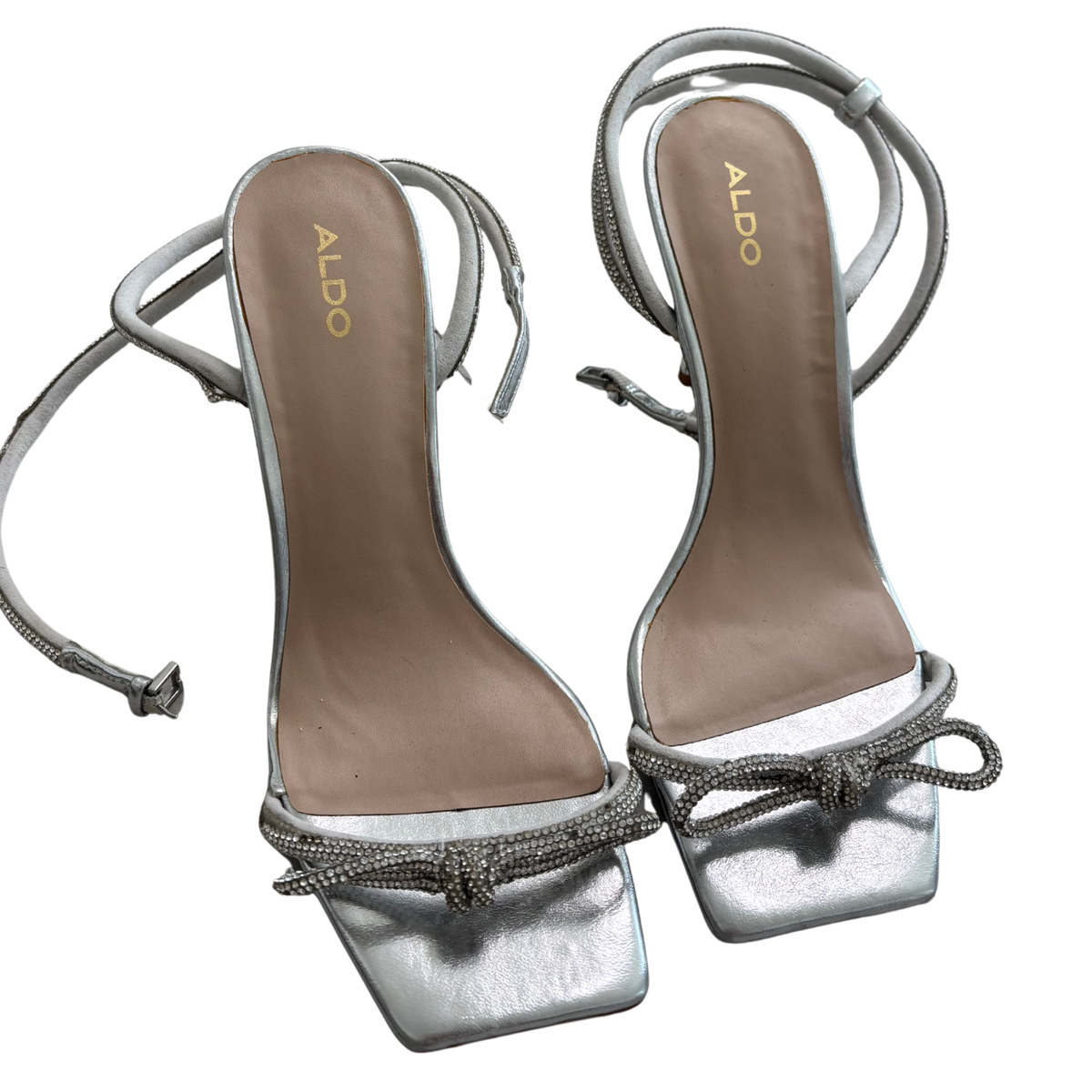 Aldo Silver Sparkly Bow Heels