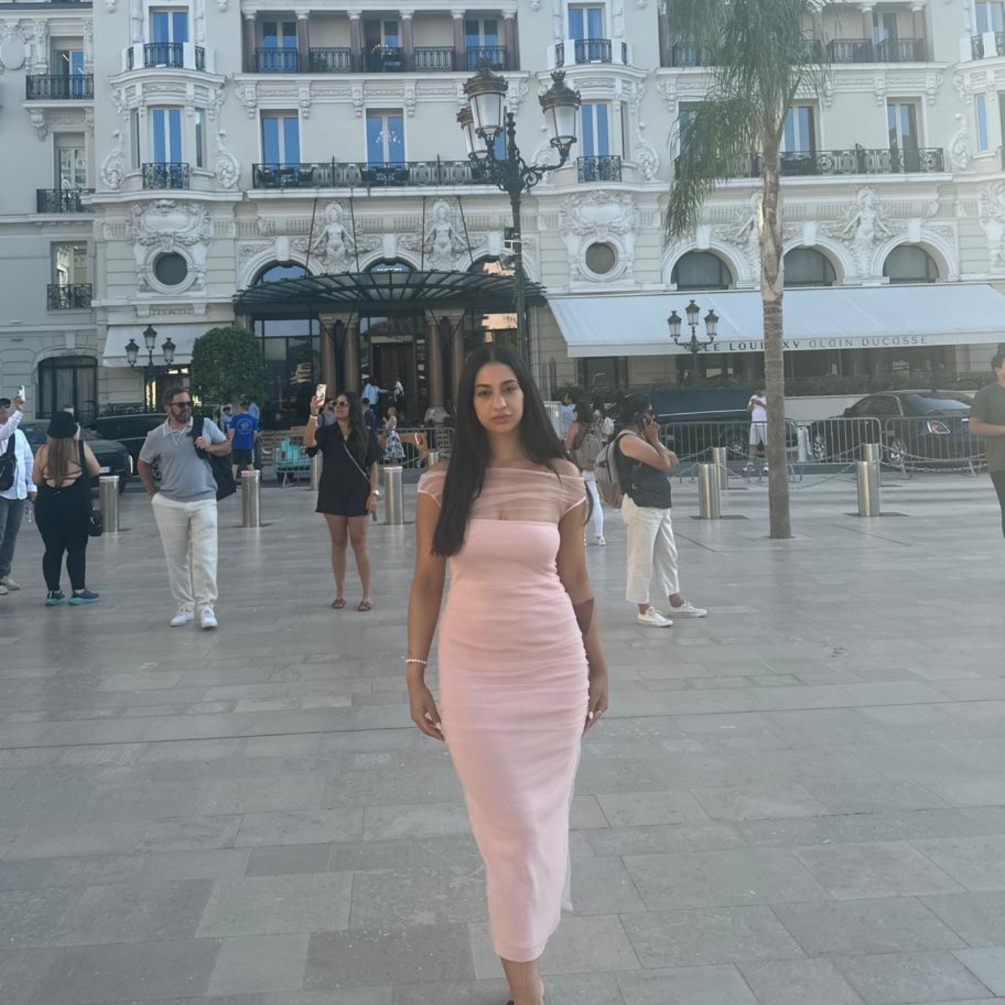 Zara Pink Mesh Detail Maxi Dress