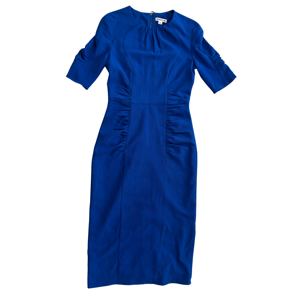 Whistles Blue Fitted Midi Dress