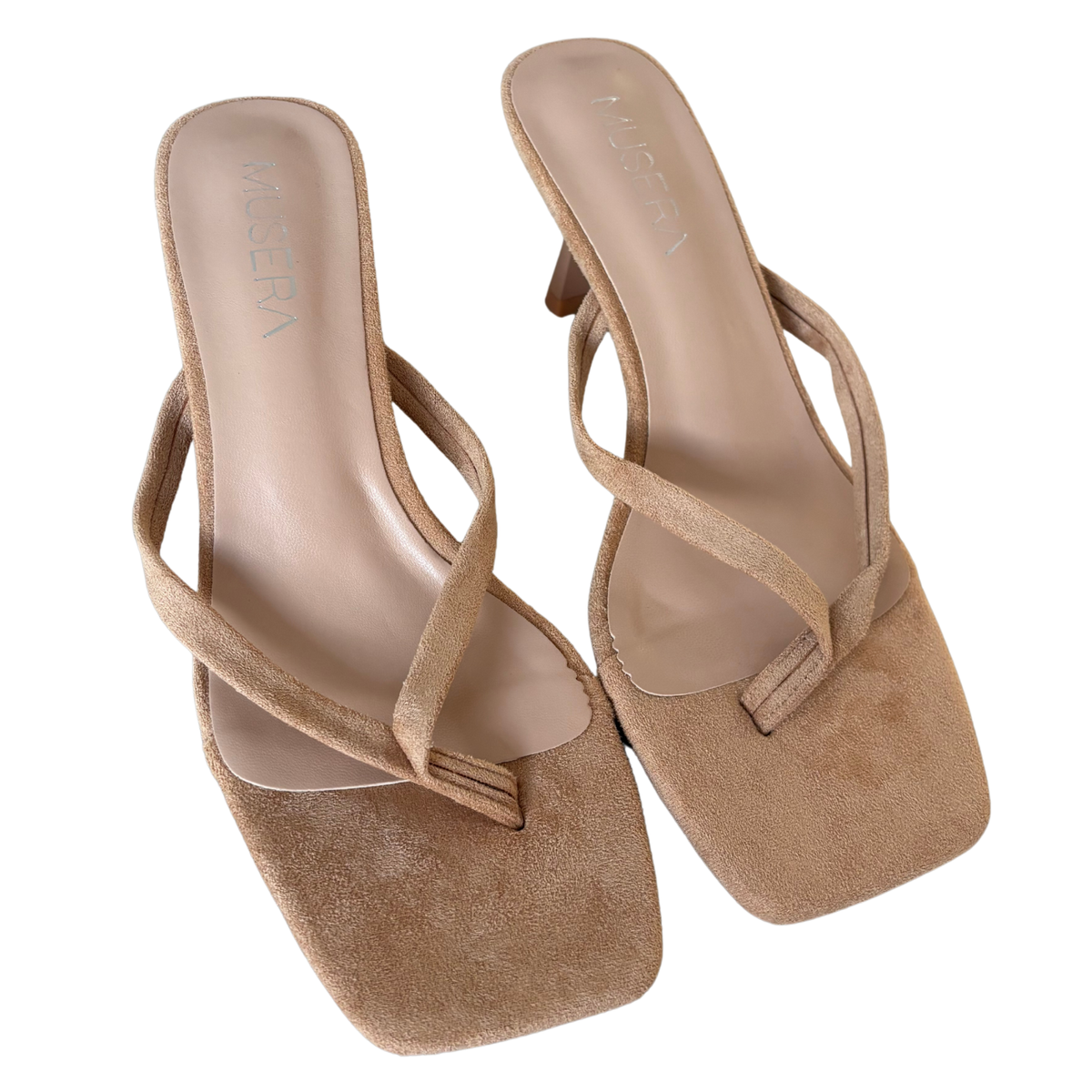 Musera Nude Suede Kitten Heels