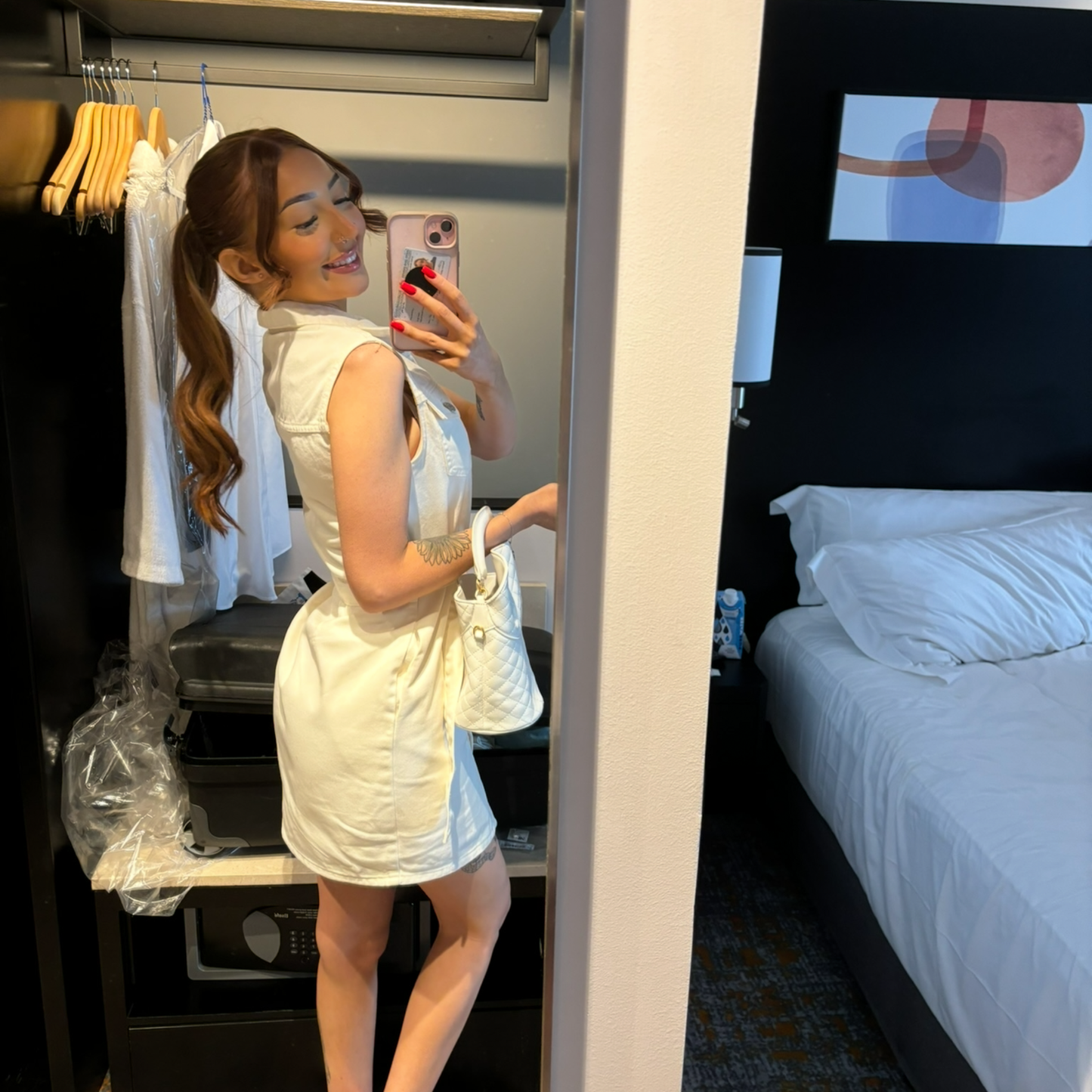 Cream Denim Mini Dress