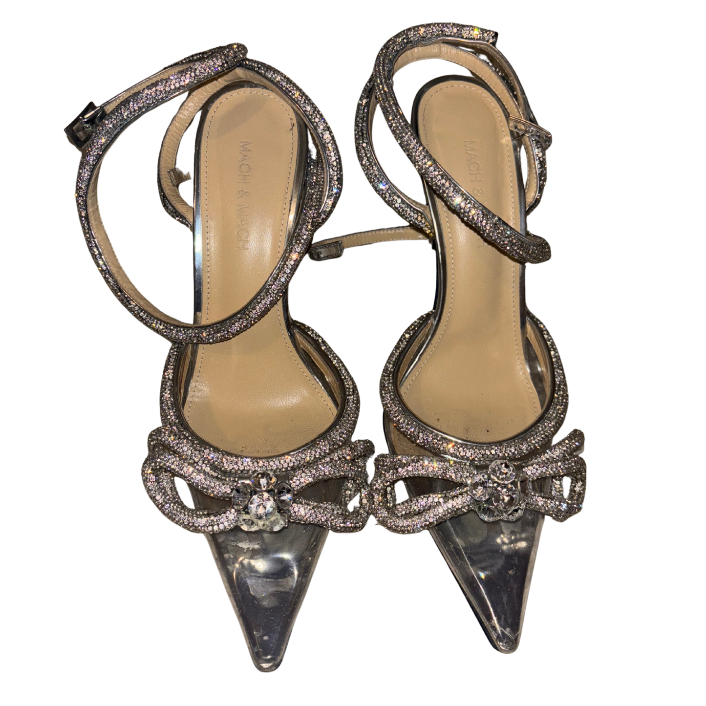 Mach & Mach Double Bow Heels - Silver