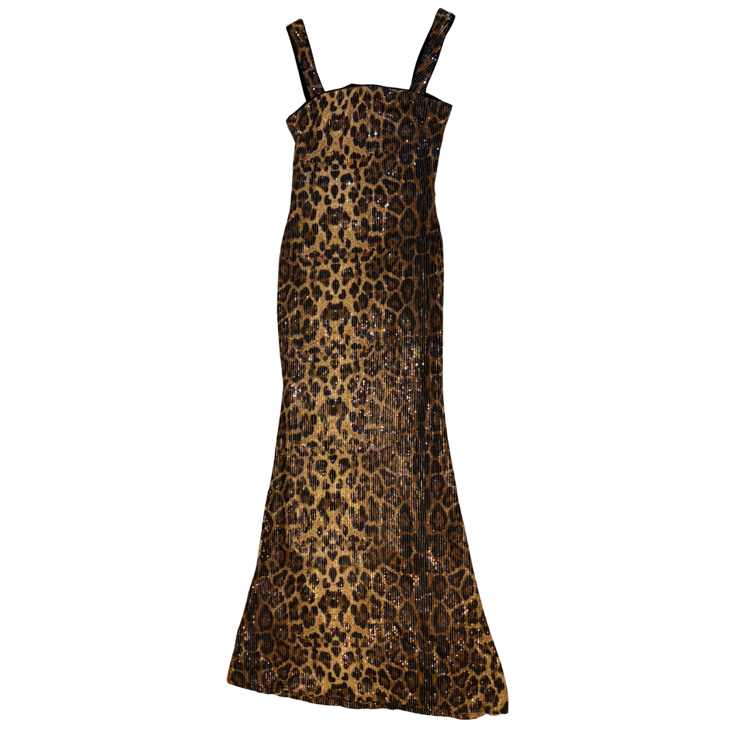 Leopard Print Sequin Maxi Dress