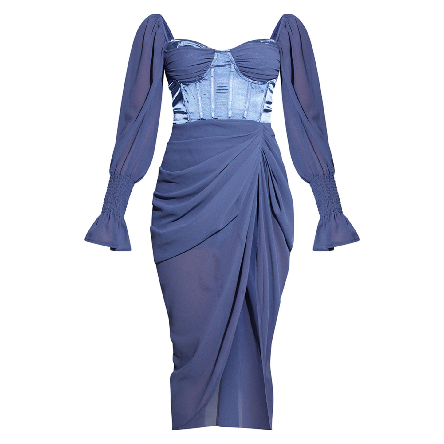 PLT Blue Satin Corset Dress