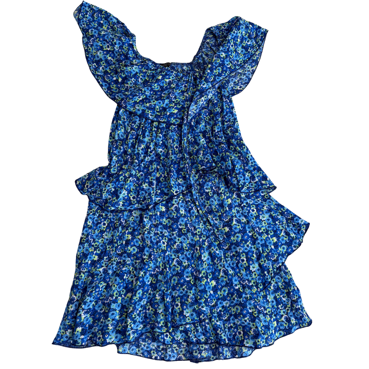 Zara Blue Off Shoulder Ruffled Mini Dress